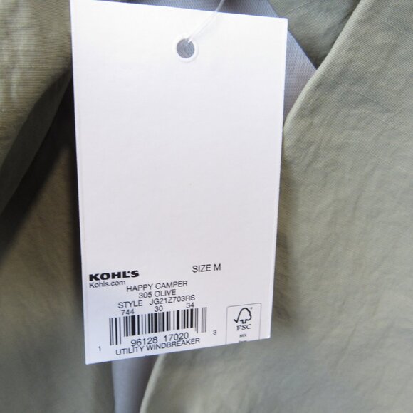 SO Juniors Size M Utility Cropped Windbreaker Jacket Zip Oversized Olive - Picture 4 of 9